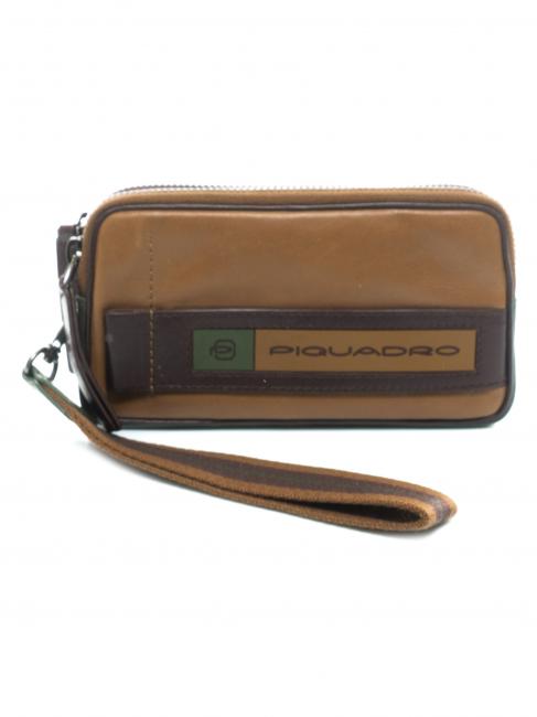 PIQUADRO FEBO Small Leather bag BEIGE / GREEN - Tablet holder& Organizer