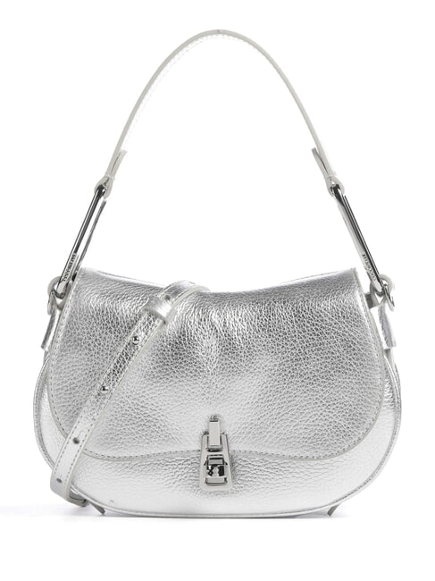 COCCINELLE MAGIE SOFT Leather shoulder bag with shoulder strap SILVER - Women’s Bags