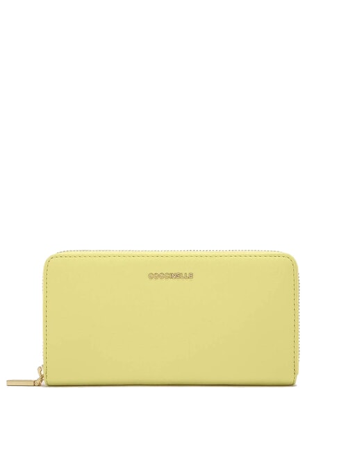 COCCINELLE METALLIC SOFT Wallet in textured leather lime wash - Women’s Wallets