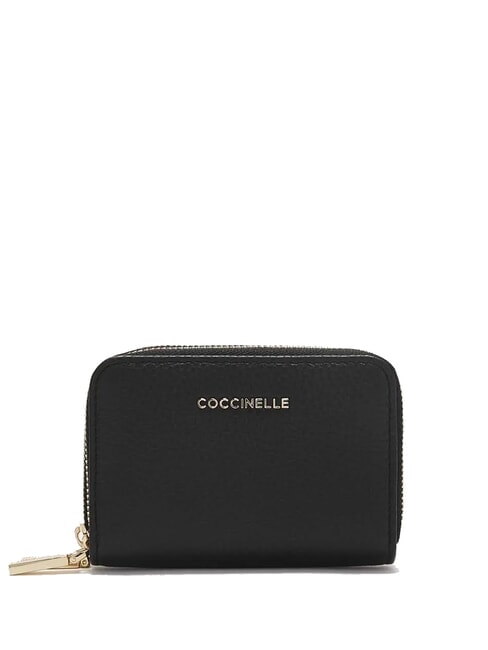 COCCINELLE METALLIC SOFT  Small zip around wallet Black - Women’s Wallets