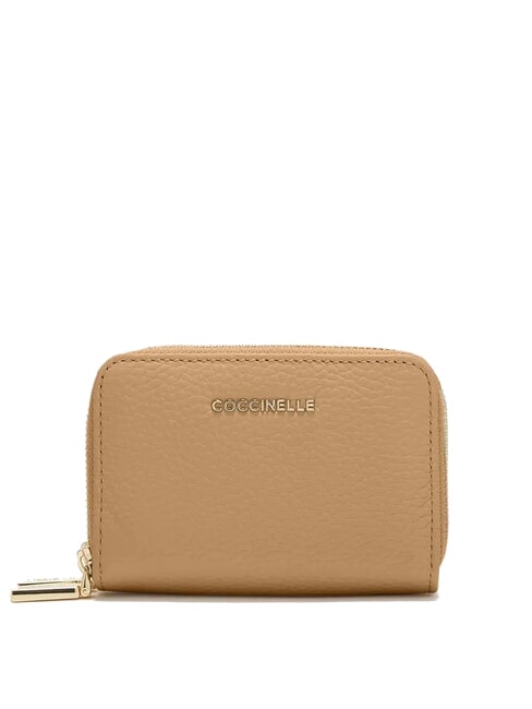 COCCINELLE METALLIC SOFT  Small zip around wallet fresh beige - Women’s Wallets