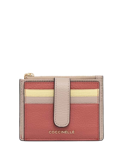 COCCINELLE METALLIC TRICOLOR Leather card holder with coin purse pot/pow.p/lim.w - Women’s Wallets