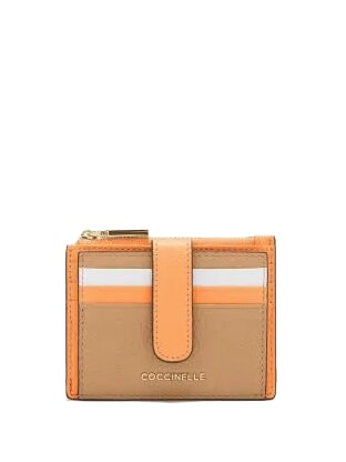 COCCINELLE METALLIC TRICOLOR Leather card holder with coin purse fr.be/sun/bri.w - Women’s Wallets
