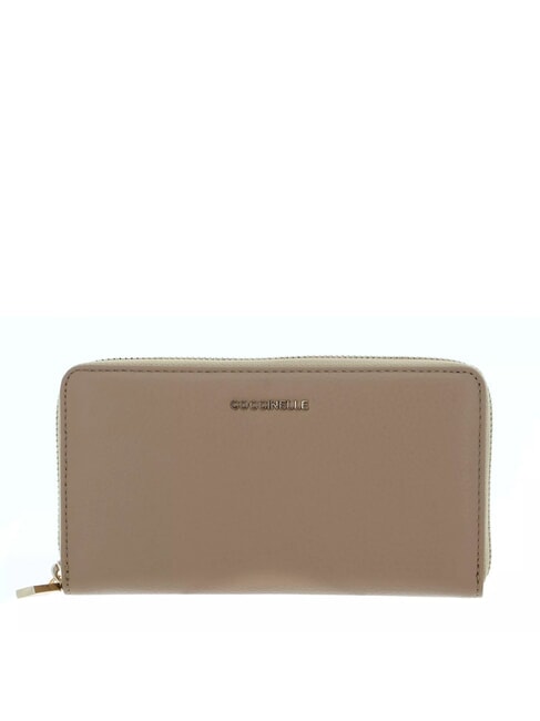 COCCINELLE METALLIC SOFT Textured leather zip wallet fresh beige - Women’s Wallets