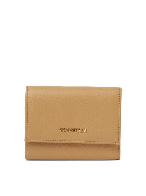 COCCINELLE METALLIC SOFT Small wallet in textured leather fresh beige - Women’s Wallets