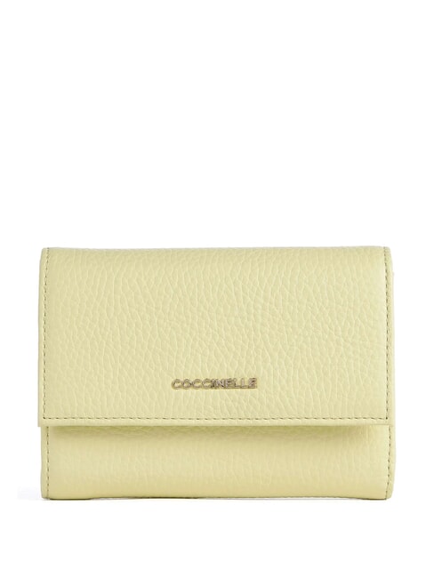 COCCINELLE METALLIC SOFT Hammered leather bifold wallet lime wash - Women’s Wallets