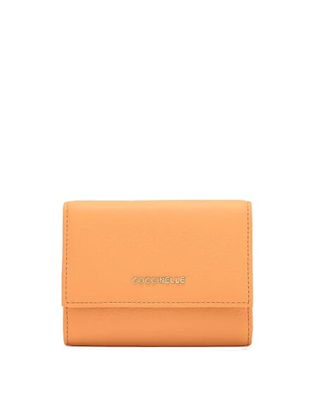 COCCINELLE METALLIC SOFT Small wallet in textured leather sunrise - Women’s Wallets