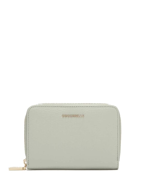 COCCINELLE METALLIC SOFT metallic soft portafoglio pelle martellata Zip Around Wallet celadon green - Women’s Wallets