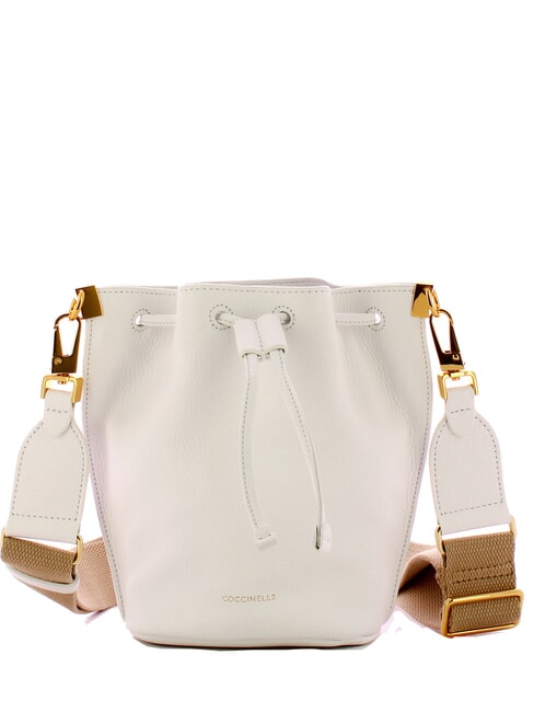 COCCINELLE HYLE Mini Bucket Shoulder Bag, in Leather brilliant white - Women’s Bags