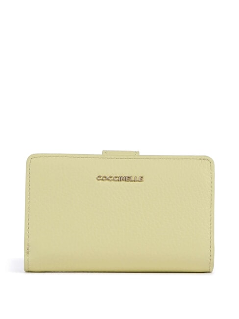 COCCINELLE METALLIC SOFT Wallet in hammered leather lime wash - Women’s Wallets