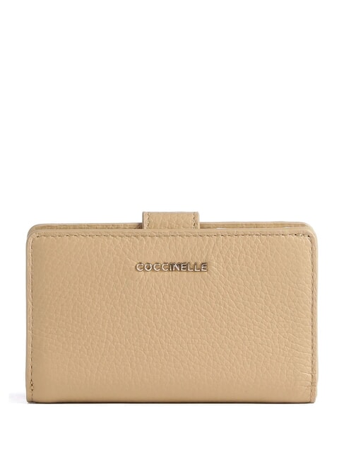 COCCINELLE METALLIC SOFT Wallet in hammered leather fresh beige - Women’s Wallets