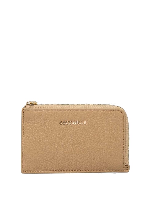 COCCINELLE METALLIC SOFT Leather card holder fresh beige - Women’s Wallets