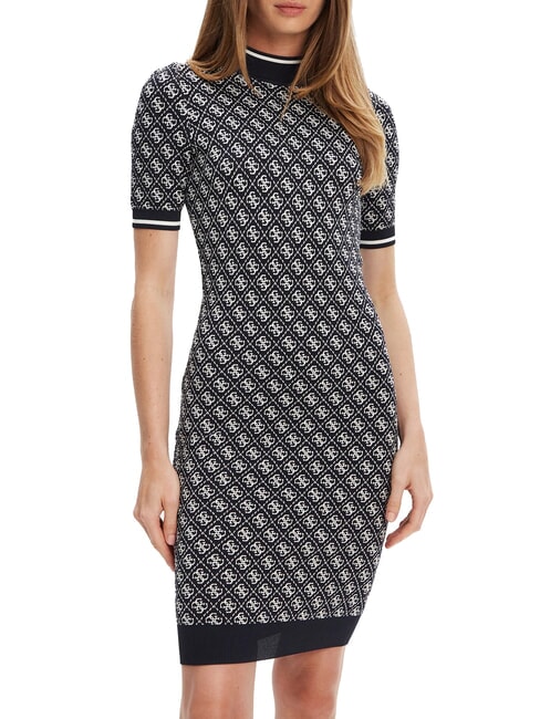 GUESS LISE Stretch knit dress smart blue and cream - Woman Clothes