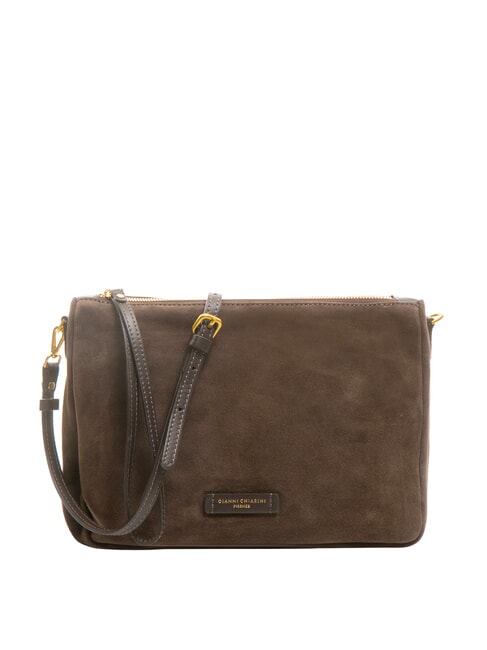 GIANNI CHIARINI NORA POUCH Suede leather clutch bag mocha - Women’s Bags