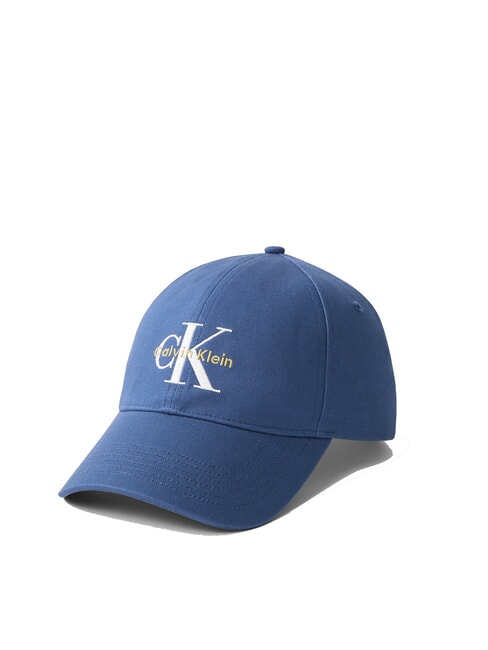CALVIN KLEIN CKJ MONO LOGO Cotton baseball cap blue jeans - Hats