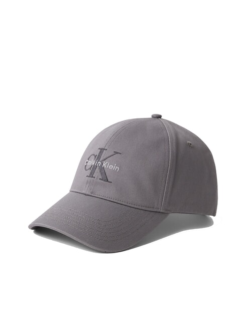 CALVIN KLEIN CKJ MONO LOGO Cotton baseball cap granite gray - Hats