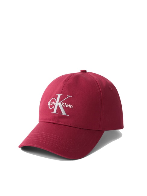 CALVIN KLEIN CKJ MONO LOGO Cotton baseball cap deep rouge - Hats
