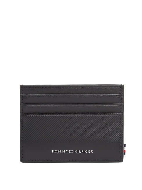 TOMMY HILFIGER TH FOUNDATION Leather card holder black - Men’s Wallets