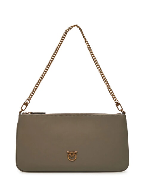 PINKO HORIZONTAL FLAT  Shoulder bag, in leather walnut-antique gold - Women’s Bags