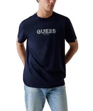 GUESS BSC EMBROIDERY LOGO Cotton T-shirt with embroidered logo smart blue multi - T-shirt - 1