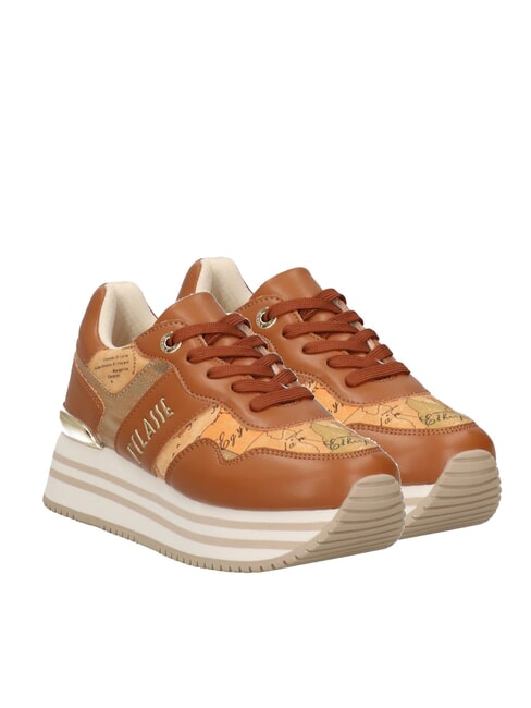 ALVIERO MARTINI PRIMA CLASSE GEO JR Side logo platform sneakers Leather / Geo Beige - Women’s shoes