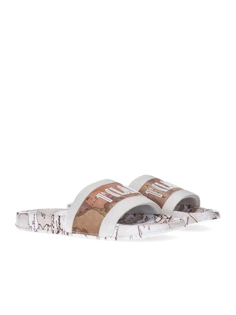 ALVIERO MARTINI PRIMA CLASSE GEO JR Slippers with logo and print White / Geo Beige - Women’s shoes