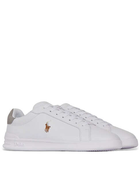 RALPH LAUREN HERITAGE COURT II  Leather sneakers rl white/rl gold - Men’s shoes