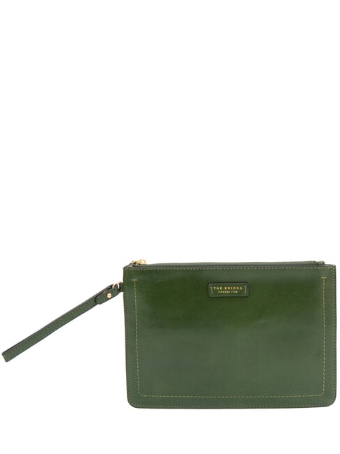THE BRIDGE FIONA Flat leather clutch with cuff english green abb. gold - Women’s Bags