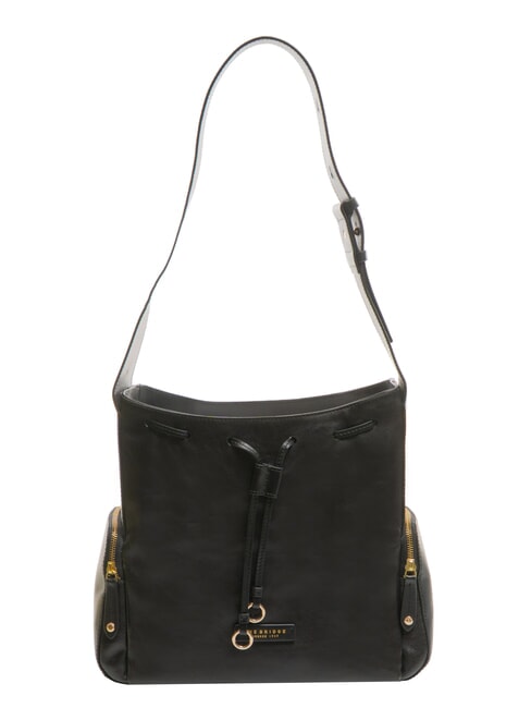 THE BRIDGE CARLOTTA Leather satchel bag with pockets Black Gold - Women’s Bags