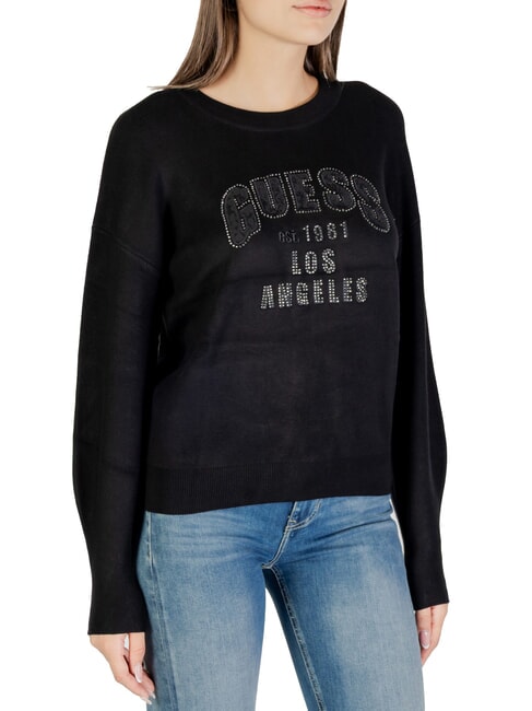GUESS LEIGHTON LOGO Crewneck sweater jetbla - Women's Sweaters