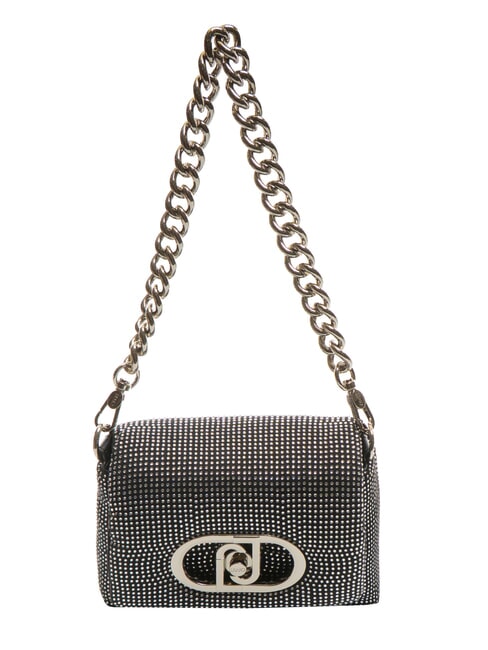LIUJO LAPUFFY Micro shoulder bag with rhinestones black/steel - Women’s Bags
