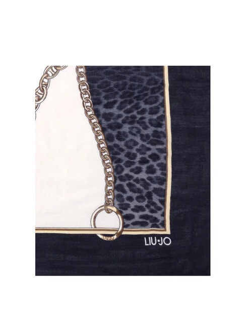 LIUJO ANIMALIER CHAIN Scarf with all-over print BLACK - Scarves