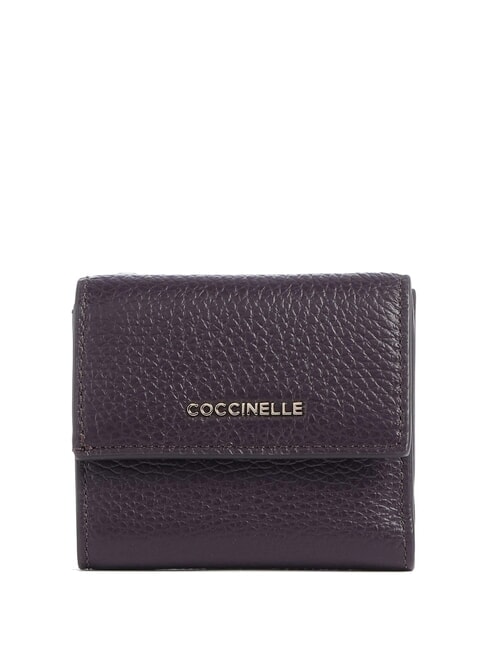 COCCINELLE METALLIC SOFT Pebbled leather wallet plums - Travel Accessories