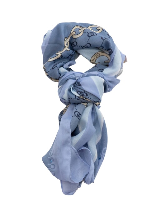 LIUJO CHAIN Scarf with all-over print light denim - Scarves