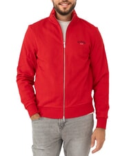 SUN68 MINI LOGO High neck sweatshirt with zip fire red - Sweatshirts - 1