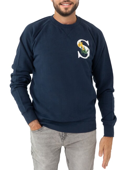 SUN68 ROUND PRINT Crewneck sweatshirt with print navy blue - Sweatshirts