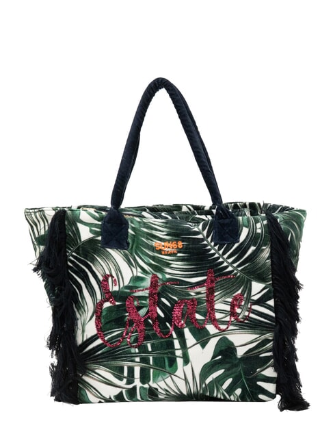SUN68 FANCY SPONGE ALLOVER Canvas shoulder beach bag English green/cream white - Women’s Bags