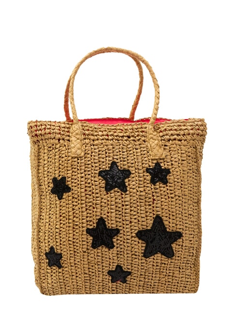 SUN68 RAFIA Raffia beach bag sand/cyclamen - Women’s Bags