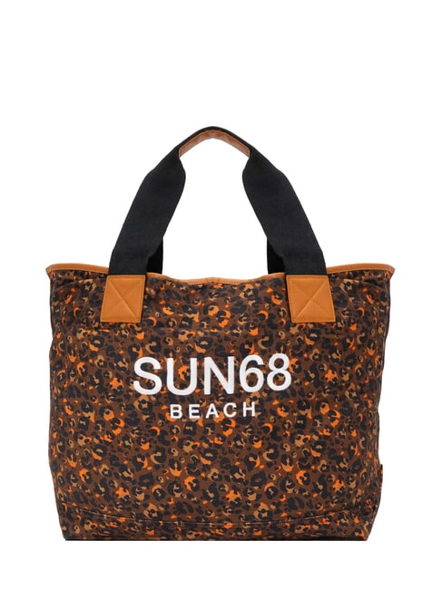 SUN68 LOGO BEACH Beach bag in canvas beige/fluorescent orange - Women’s Bags