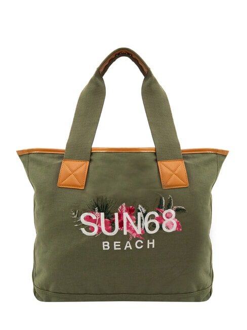 SUN68 LOGO BEACH Beach bag in canvas military - Women’s Bags