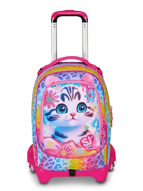 SJGANG CAT&AIR 3-wheel detachable trolley backpack BLACK STRIPED FOREST - Backpack trolleys