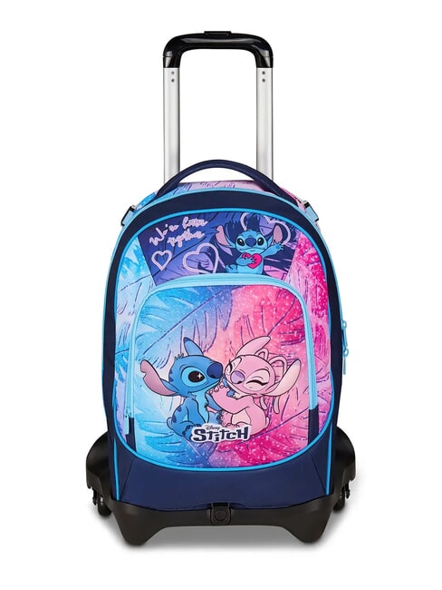 LILO & STITCH CUTE AND FLUFFY 3-wheel detachable trolley backpack blue marine - Backpack trolleys