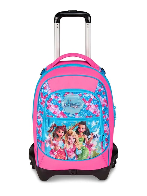 MERMAID M. FEVER 3-wheel detachable trolley backpack fluffy turquoise - Backpack trolleys
