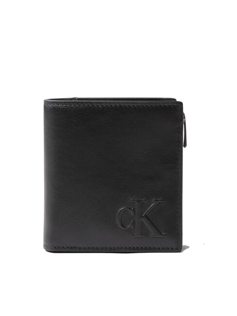 CALVIN KLEIN SCULPTED IMPRESS Mini leather wallet on black - Men’s Wallets