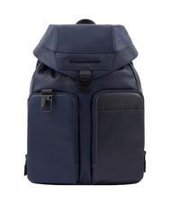 PIQUADRO CAMPIONARIO - FINN  14" PC backpack, in leather blue - Laptop backpacks - 1