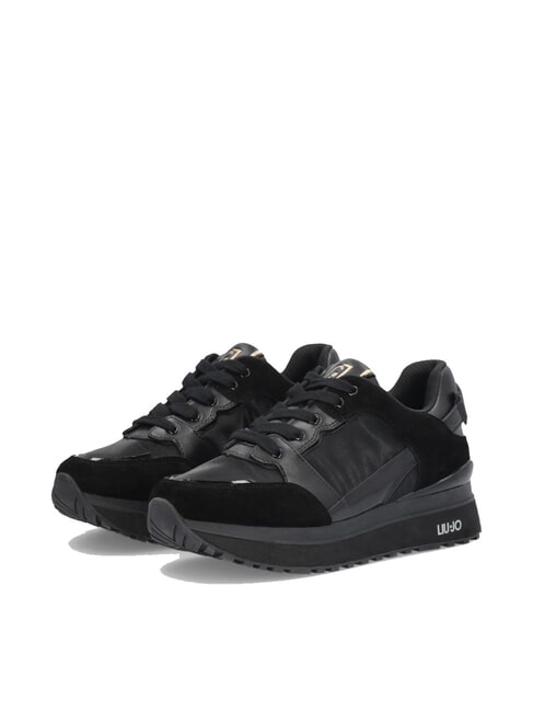 LIUJO MAXI WONDER 91 Platform sneakers with patent leather inserts black - Women’s shoes