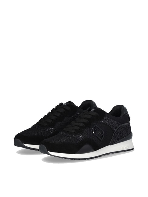 LIUJO MAXI WONDER LOW 02 Glitter and mesh sneakers black - Women’s shoes