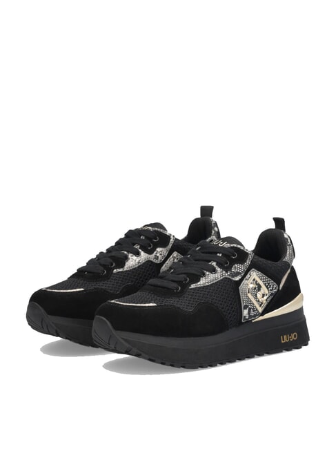 LIUJO MAXI WONDER 01 Platform sneakers with python details black - Women’s shoes