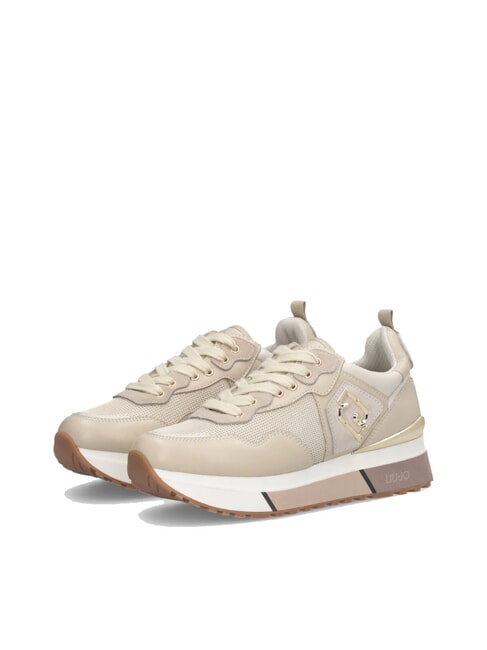 LIUJO MAXI WONDER 01 Leather and mesh sneakers bright rope - Women’s shoes