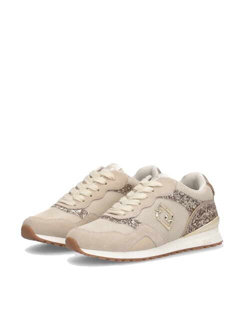 LIUJO MAXI WONDER LOW 02 Glitter and mesh sneakers rope/light gold - Women’s shoes